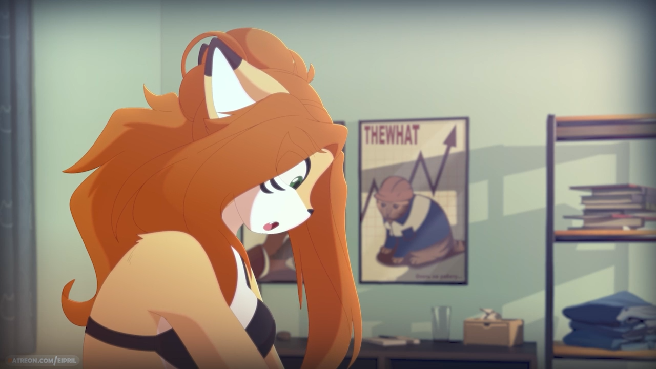 Eipril's iconic pose captured in animationA still from Eipril's animated adventuresThe vixen's playful animated charm